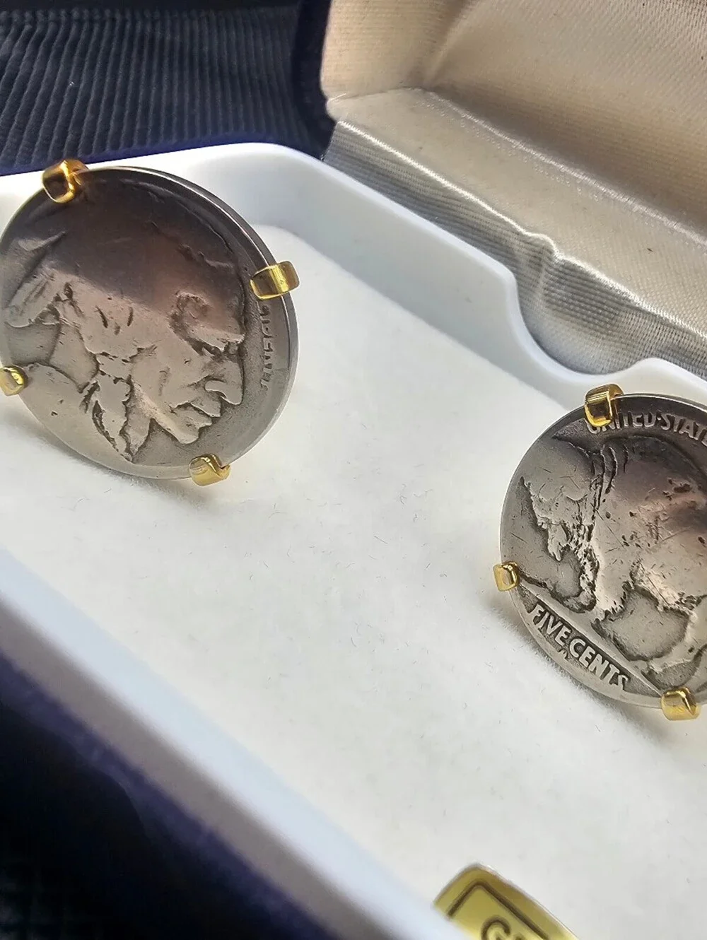 Roundtree & Yorke Genuine Coin Buffalo Nickel Cufflinks in Original Box